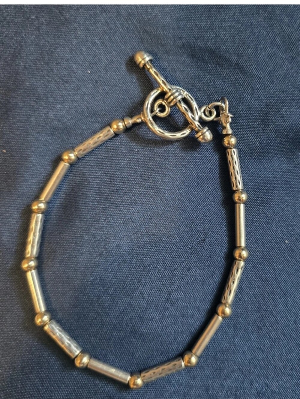 Slilda/Zanfeld 14K YELLOW GOLD BEADS STERLING SILVER TOGGLE CLASP BRACELET.